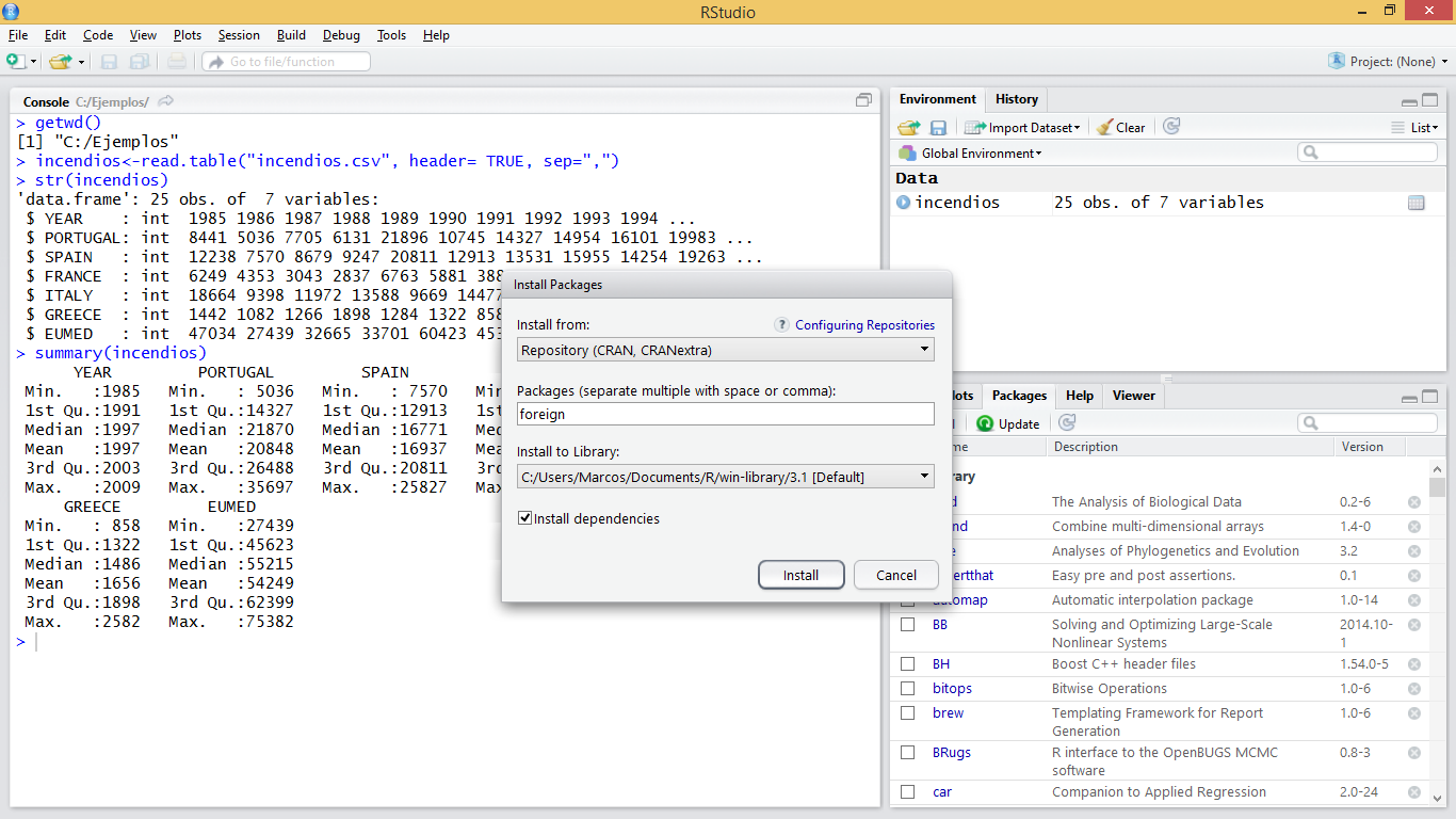 Installing a package using RStudio